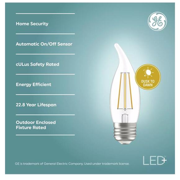 GE LE Dusk to Dawn 60W 5W Security MED Base LED Light Bulbs 2pk Sunlight Sensor - Picture 4 of 5